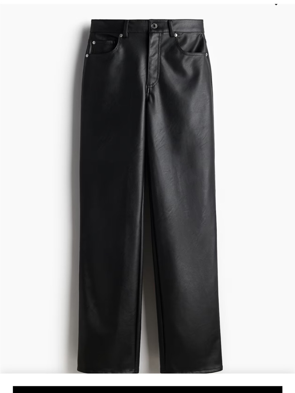 H&M Black Straight Leg Faux Leather Pants